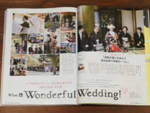 結婚式の情報誌, ゼクシィに文金高島田の地毛結いの日本髪を結い、挙式された様子が掲載されています