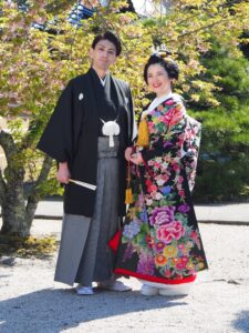 出雲大社での和婚の挙式です. 文金高島田の地毛結いの日本髪で迎えたご婚礼です